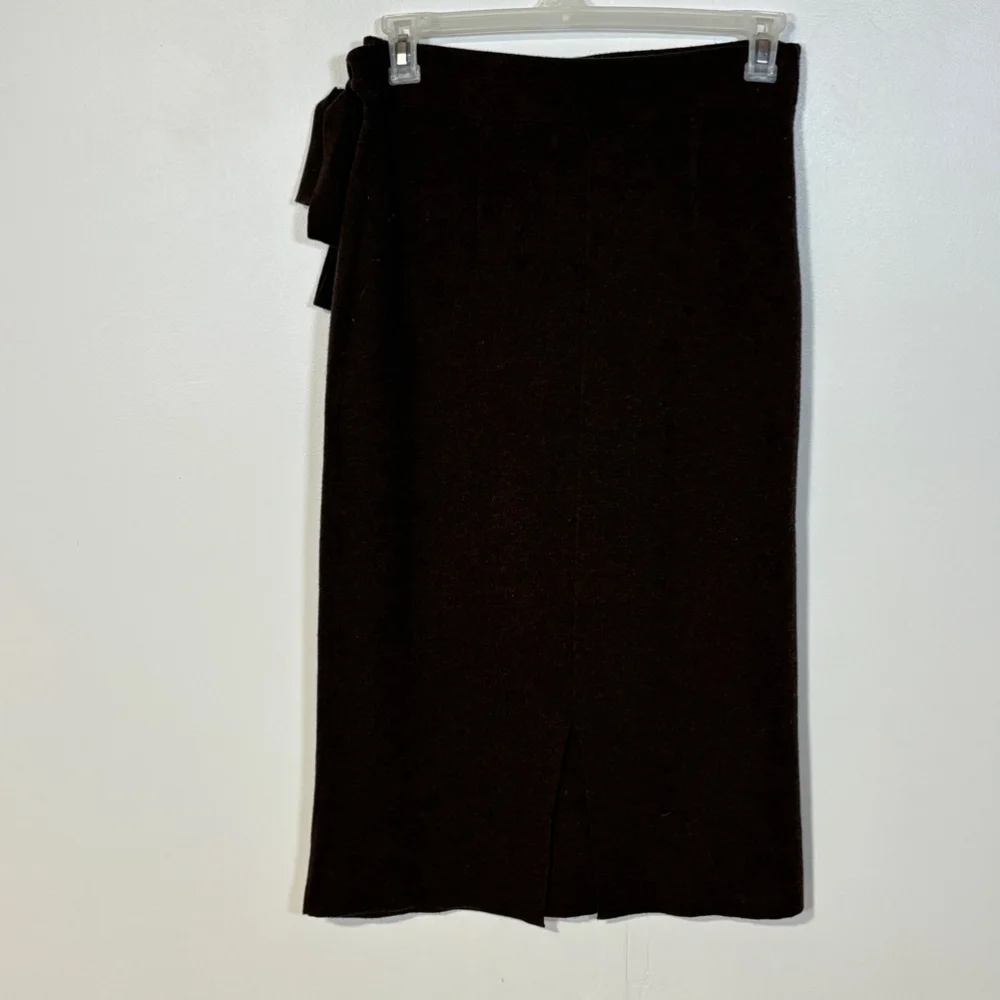 Nice Things Paloma S Skirt Women’s Large Brown Midi Maxi Wool Blend Faux Wrap